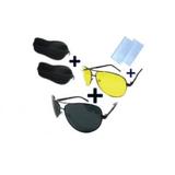 Set ochelari polarizati barbatesti: ochelari aviator de zi + ochelari aviator de condus pe timp de noapte