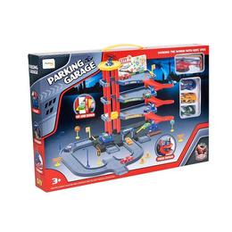 Set de Joaca pentru Copii MalPlay, Parcare cu 4 nivele, Incluse 3 Masinute metalice,1 Elicopter si o multitudine de accesorii