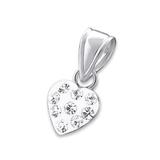 Pandantiv din argint in forma de inima cu cristale, White crystal, Adorabel