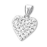 Pandantiv din argint in forma de inima cu pietre din zirconiu, White crystal, Adorabel