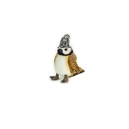 Jucarie din plus national geographic pasare colorata alb-maro 14 cm