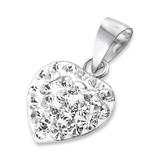 Pandantiv  din argint in forma de inima cu cristale, White crystal, Adorabel