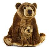 Urs grizzly cu pui 31 cm-Jucarie din plus National Geographic