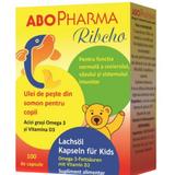 Ulei de Peste din Somon + Vitamina D3 pentru Copii Ribcho ABO Pharma, 100 capsule