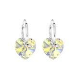 Cercei din argint cu Cristale Swarovski® in forma de inima, White Aurora Borealis, Adorabel