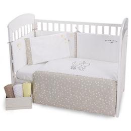 Lenjerie patut brodata cu 6 piese si aparatori laterale complete 140x70 cm Little Dreamer Stars