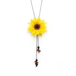 Colier lung pandantiv floarea soarelui, Zia Fashion