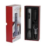 Set cadou accesorii pentru vin cu tirbuson electric reincarcabil, 4 piese, felicitare de sezon, incarcare rapida USB-C
