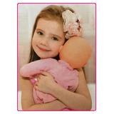 Bebelus Cute Baby in costum cu inimioare ,pernuta, bavetica si biberon 37 cm