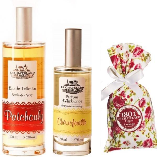 Pachet Apa de Toaleta Patchouly 100 ml si Parfum Camera Caprifoi 50 ml si Flori Lavanda 18 g Le Chatelard 1802 Le Chatelard 1802