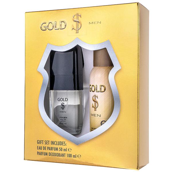 Set cadou barbati Gold Men $ – Apa de parfum 50 ml + Deodorant 100 ml esteto.ro