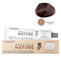 Vopsea permanenta fara amoniac - alfaparf milano precious nature ammonia-free permanent hair color, nuanta 7.1 biondo medio cenere