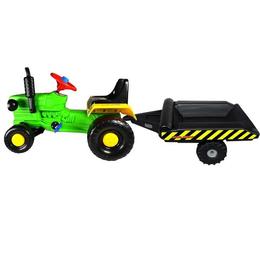 Tractor cu pedale si remorca Turbo green - Super Plastic Toys