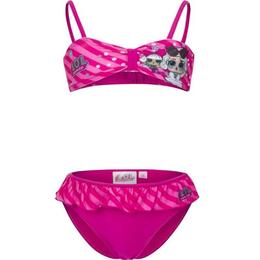 Costum de baie fucsia LOL Surprise 2 piese cu volanaș marimea 128 cm, 8 ani