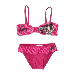 Costum de baie fucsia LOL Surprise 2 piese cu volanaș marimea 98 cm ,3 ani