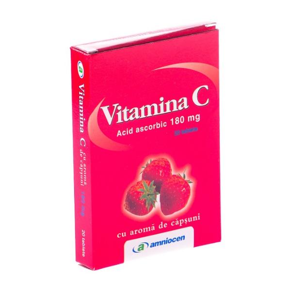 Vitamina C 180mg Capsuni Amniocen, 20 tablete