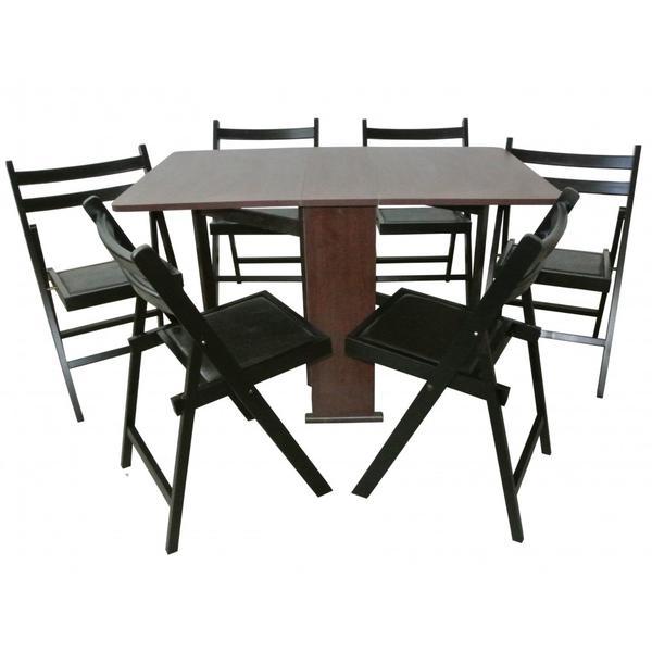 Set masa pliabila practic 6 scaune, wenge