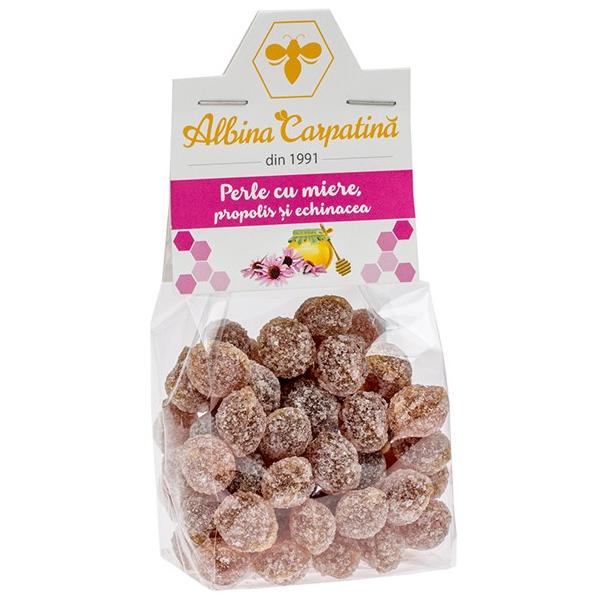Perle cu miere, propolis si echinacea albina carpatina, apicola pastoral georgescu, 100g