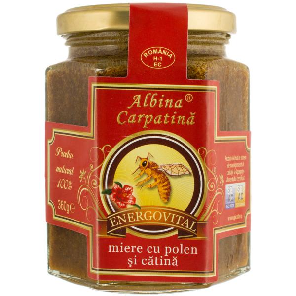 Miere cu polen si catina albina carpatina, apicola pastoral georgescu, 360g