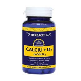 Calciu+d3+vit.k2 herbagetica, 60 capsule