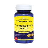 CA+MG+SE+SI+ZN Organice CU D3 Herbagetica, 30 capsule