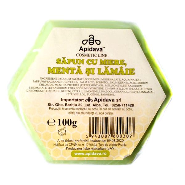 Sapun cu Miere, Menta si Lamaie Apidava, 100g