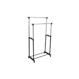 Suport haine dublu negru Stender cu rotile, reglabil pe inaltime 83x43x93,5 / 168 cm