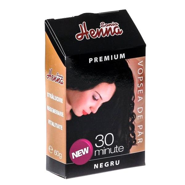 Vopsea de Par Premium Henna Sonia, Negru, 60 g