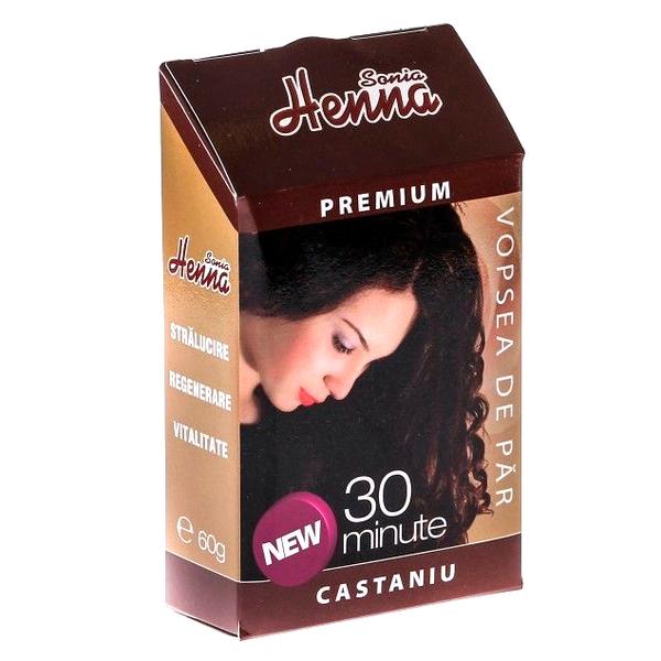 Vopsea de Par Premium Henna Sonia, Castaniu, 60 g Henna Sonia esteto.ro