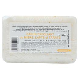 Sapun exfoliant cu miere, lapte si tarate apidava, 200g