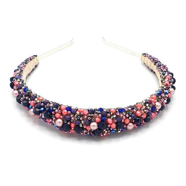 Diadema par multicolora cu perle Swarovski, handmade, Inspiration, Zia Fashion