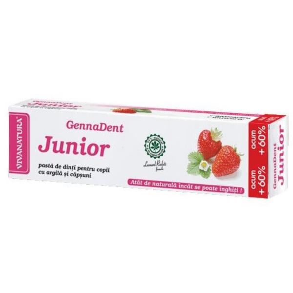 Pasta de dinti cu Argila si Capsuni Junior Gennadent, 80 ml Pasta de dinti cu Argila si Capsuni Junior Gennadent, 80 ml