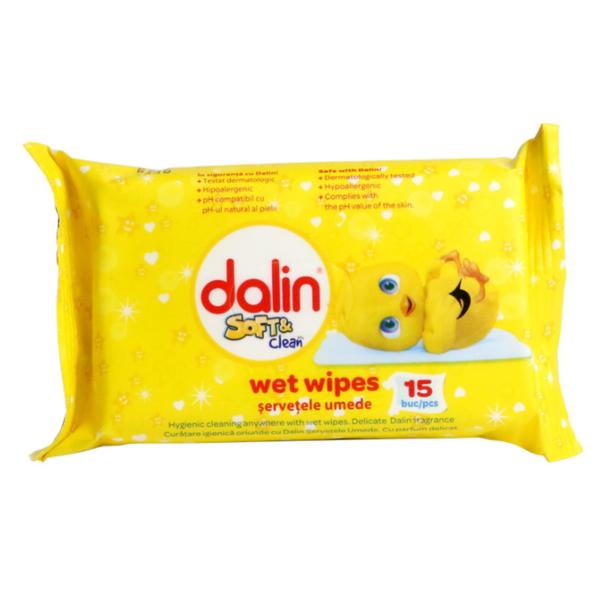 Servetele Umede Moi de Buzunar - Dalin Soft & Clean, 15 buc