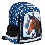 Ghiozdan albastru, Sweet Horses, pentru scoala, 39x29x19,5 cm 