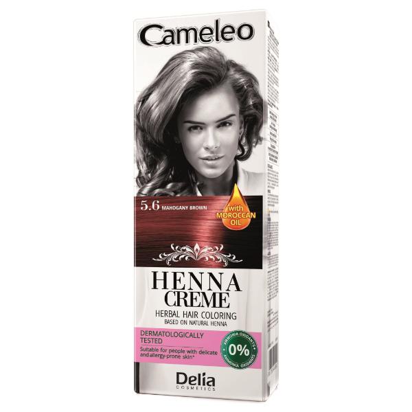 Crema Coloranta pentru Par pe Baza de Henna Cameleo Delia Cosmetics, nuanta 5.6 Mahogany Brown, 75g