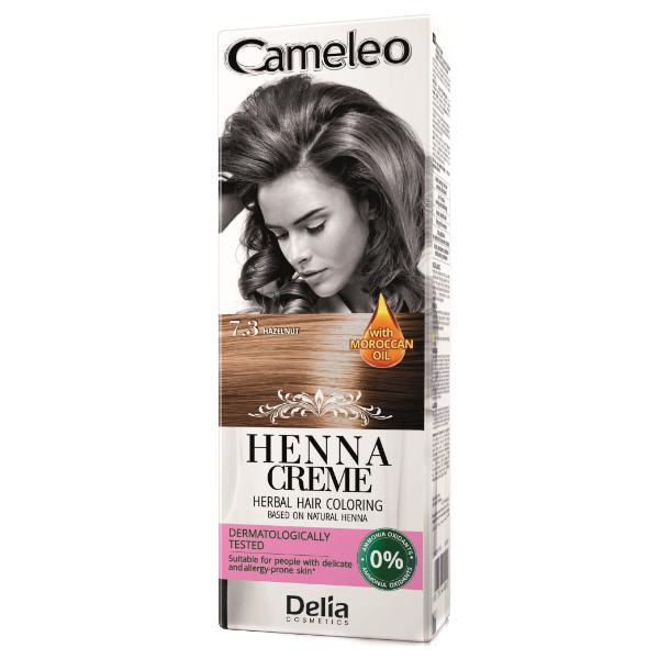 Crema Coloranta pentru Par pe Baza de Henna Cameleo Delia Cosmetics, nuanta 7.3 Hazelnut, 75g