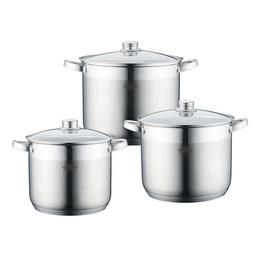 Set 3 oale inox cu capac sticla, Peterhof PH-15199S, 7L, 9L, 10.8L