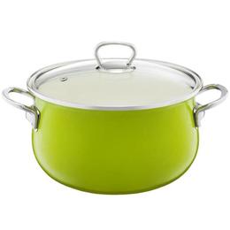 Oala Email Cu Capac 20Cm, 3.8L Verde Rustico