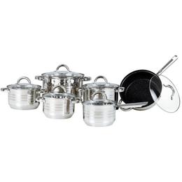 Set oale 12 piese cu capace, Bohmann BH 1212 MRB, fund 7 straturi, tigaie granit, inductia, Inox