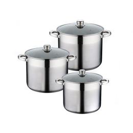 Set 3 oale inox cu capac sticla, Peterhof PH-15199, 7.5L 9.5L 12L