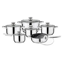 Set oale12 piese Bohmann BH 1299 MRB, 3 oale cu 3 capace, 2 cratite cu 2 capace si tigaie inox