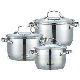 Set 3 oale inox cu capac sticla, Bohmann BH 1903, 2.1L, 2.9L, 3.9L