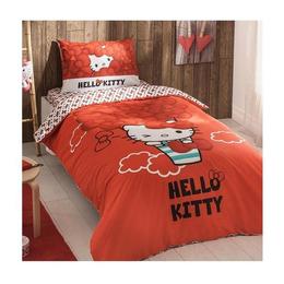 Lenjerie de pat TAC Hello Kitty, 100% bumbac ranforce, 3 piese