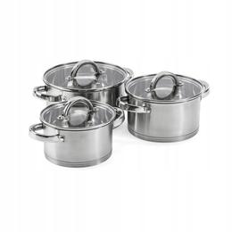 Set de oale 6 piese inox cu capac sticla (16-20- 24Cm) Lex