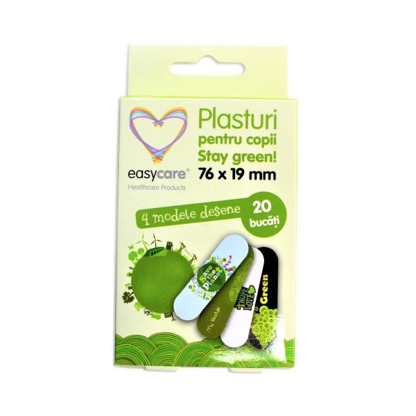 Plasturi pentru Copii Stay Green Easy Care, 76 x 19mm, 20 buc