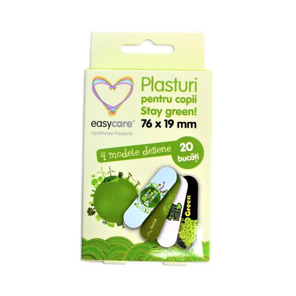 Plasturi pentru copii stay green easy care, 76 x 19mm, 20 buc