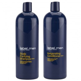 Pachet Barbatesc pentru Par Gras Label.men - Sampon si Balsam 1000 ml