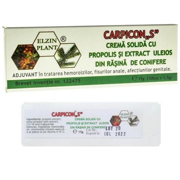 Supozitoare Carpicon S Elzin Plant, cutie, 10 buc x 1.5g