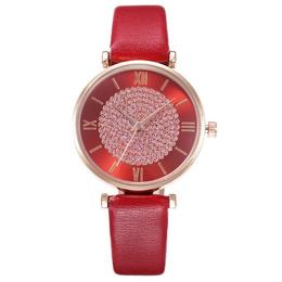 Ceas pentru dama casual Geneva CS1086, curea de piele, model rosu