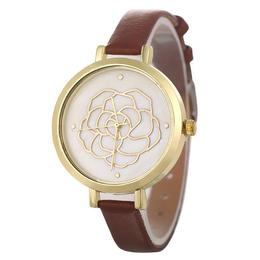Ceas de dama casual geneva cs1088, curea de piele, mode maro inchis